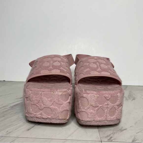 Coach Noelle Light Pink Signature Terry Platform Sandal 9B - Picture 2 of 16